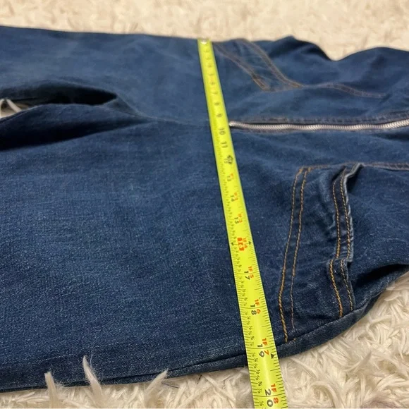 1970s Denim Jumpsuit Collared With Pockets Wide Leg Stretch Waist No Size C Pics - Picture 13 of 16